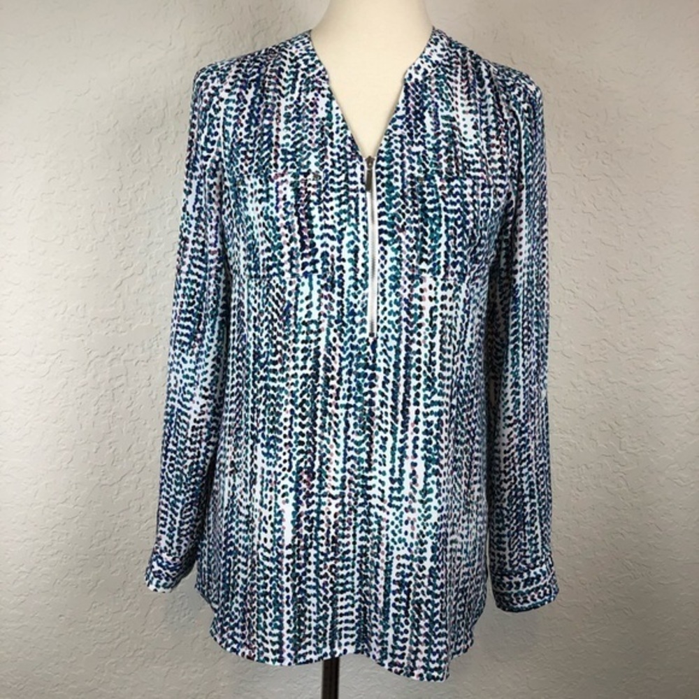 APT. 9 Women’s Pink/blue Print Long Sleeve Blouse Shirt Top S